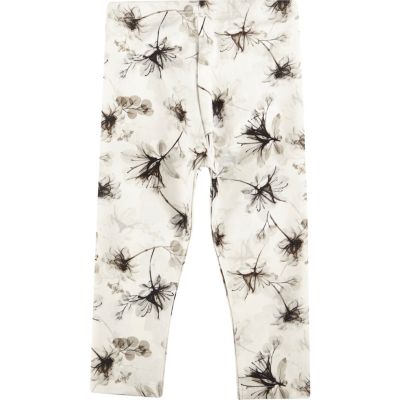 Mini girls grey floral print leggings